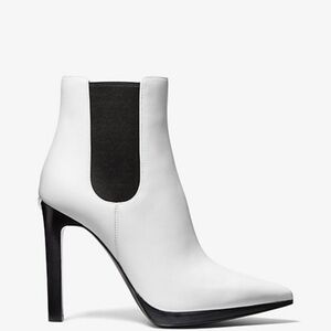 Michael Kors Brielle Leather Ankle Boot Optic White Womens Size 11